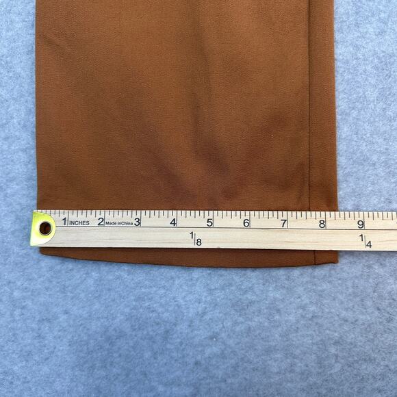 A New Day Kick Flare Pants WMNS 6 Brown High Rise Side Zip Stretch Elastic Waist - Picture 10 of 10